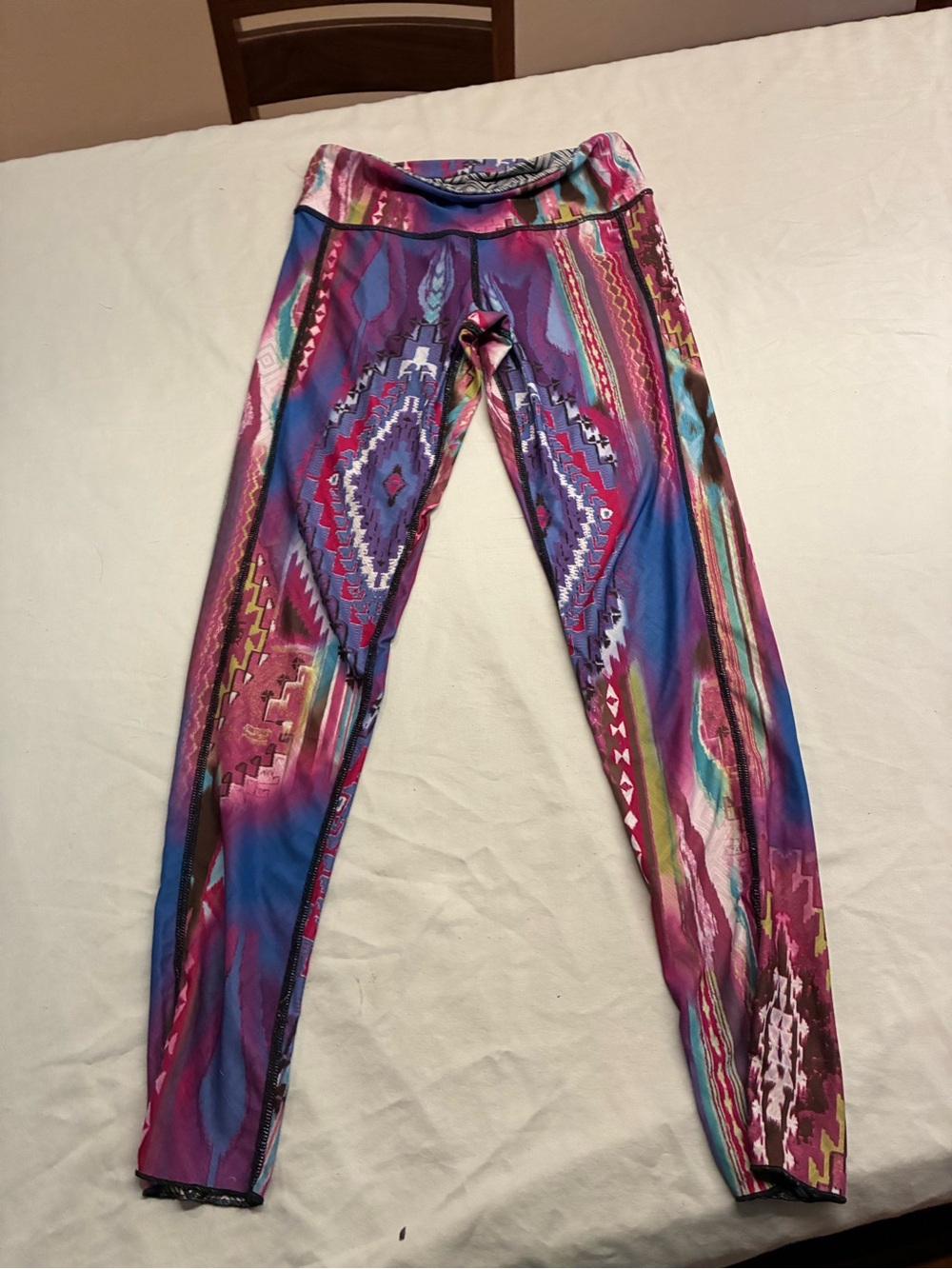 Women's Purple Aztec Print High-Rise Leggings
